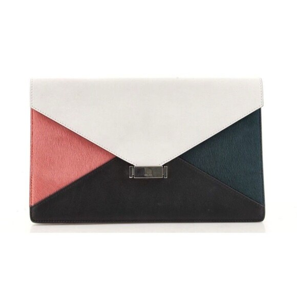 Celine Handbags - Celine Diamond Clutch Pony Hair Leather Medium Black Green Pink White Auth
